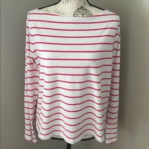 Frank And Oak White Pink Striped Top L
